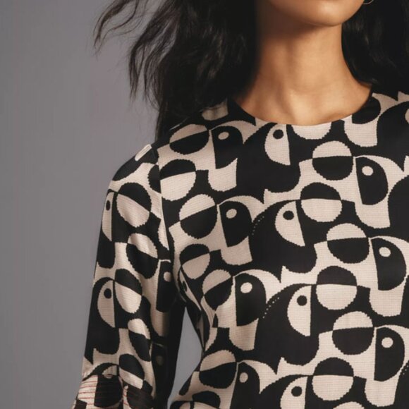 NWT Farm Rio x Anthropologie Geo Toucan Mini Dress Sz XS White/Black - Picture 2 of 4